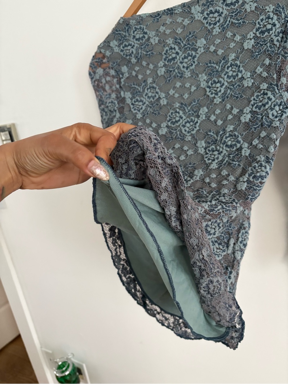 Vintage Y2K Ann Ferriday Blue Lace Top One Size Romantic Fairy Boho Coquette - Picture 8 of 8